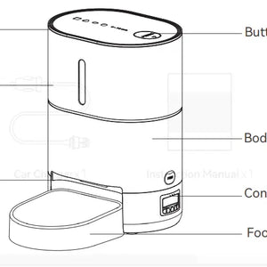 Smart Automatic Pet Feeder - 4L Capacity, Dual Power, APP-Controlled with Personalized Recording, White R-F04 - ri-son