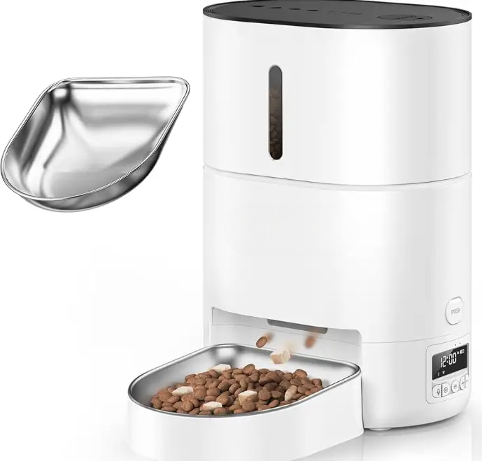 Smart Automatic Pet Feeder - 4L Capacity, APP-Controlled with Personalized Recording, White R-F04 - ri-son