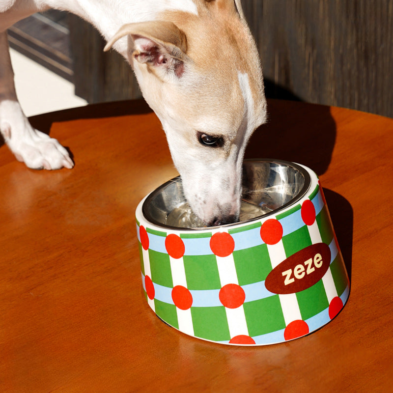 Zeze  Dual Tone Pet Bowls with Patterns Ergonomic Design