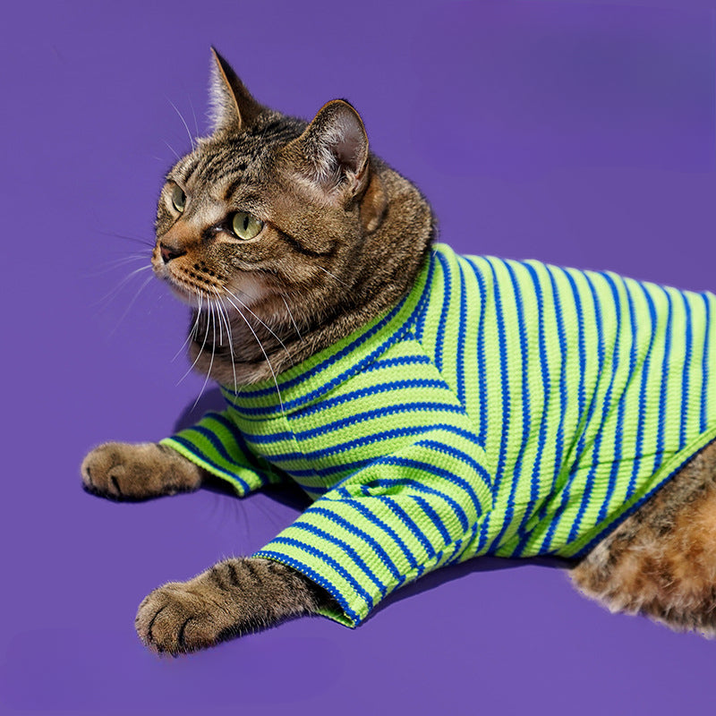 Zeze Striped Skin-Friendly Base Shirt for Cats & Dogs-green