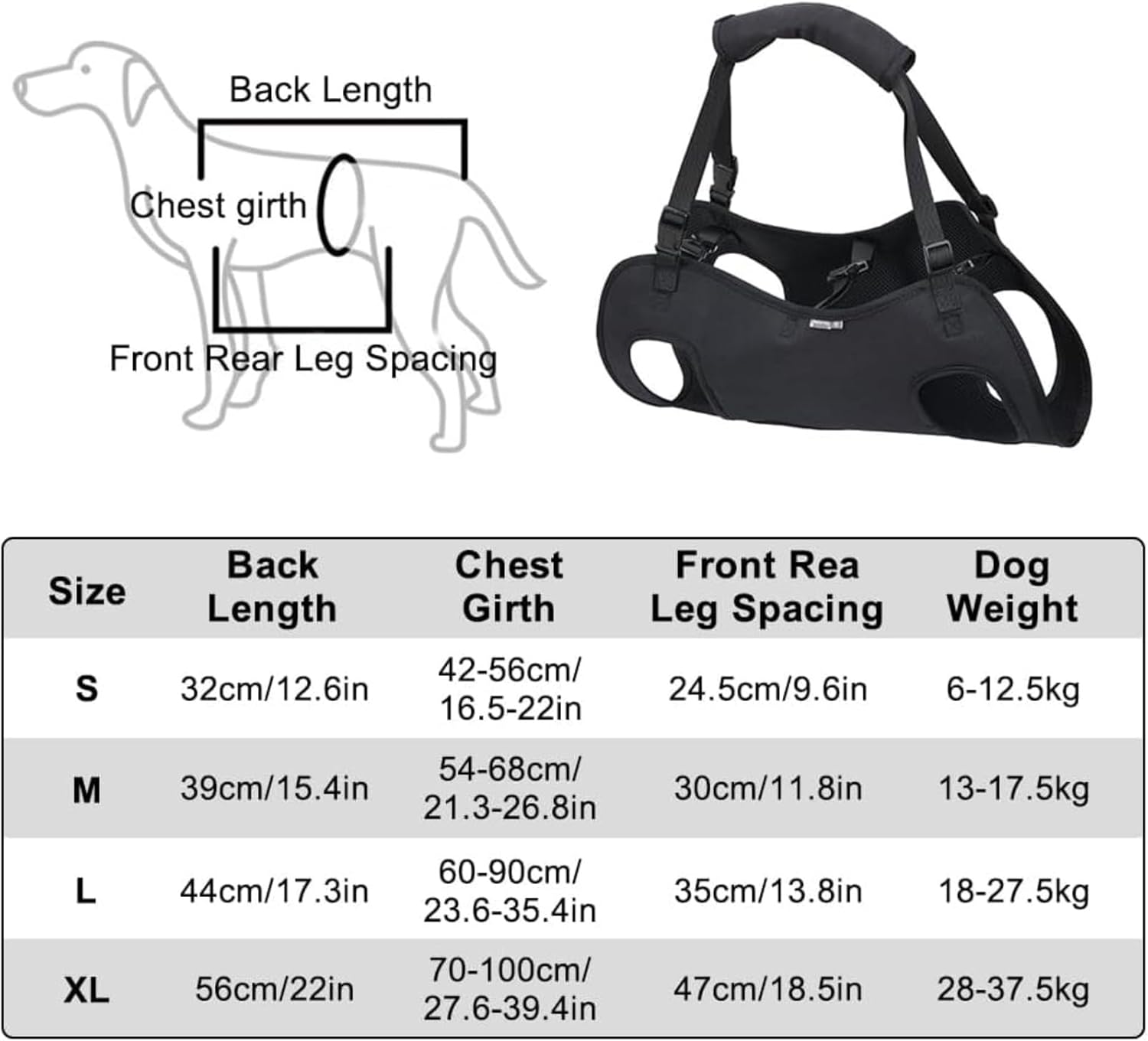 Dog Lift Harness, Adjustable Pet Walking Mobility Aid with Handles and Buckle for Aging Dogs, Disabled Dogs with Weak Feet R-PD60213 - ri-son