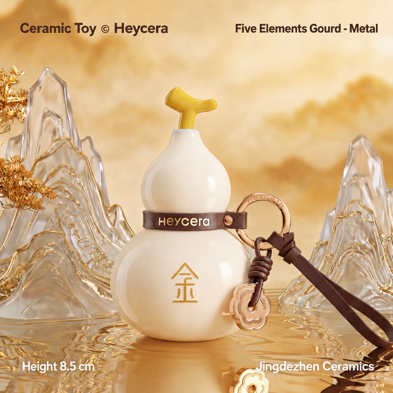 Heycera Five Elements Handmade Ceramic Gourd Bag Charm