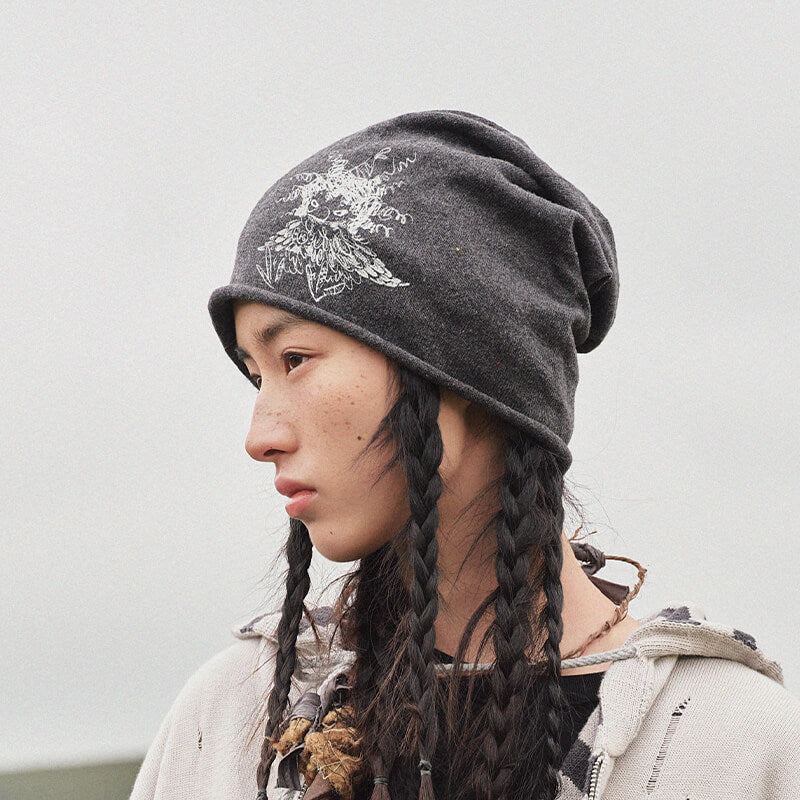 POP MART HIRONO Whisper Within charcoal beanie showing character artwork