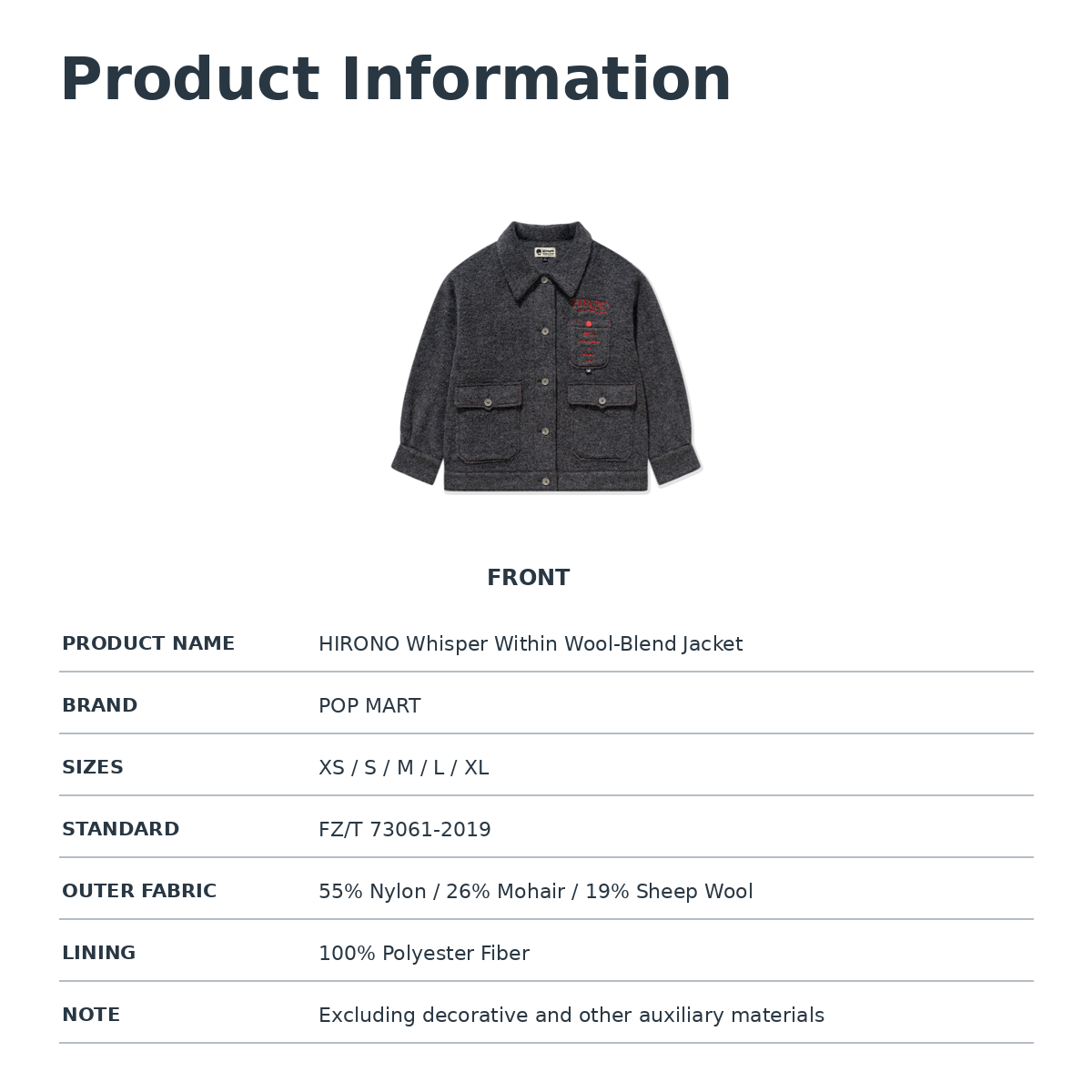 English material composition and product specifications