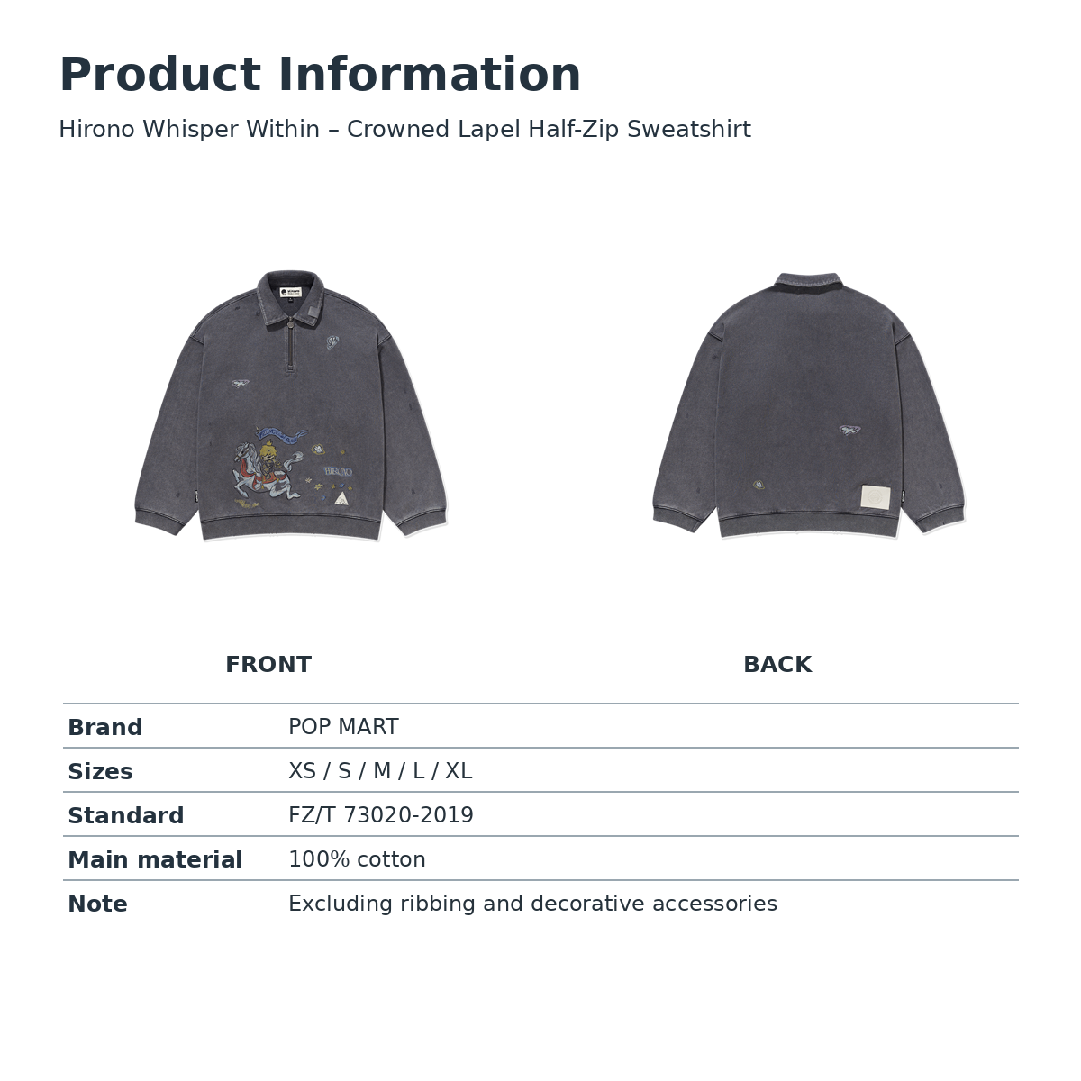 Hirono crowned English product specifications and size reference