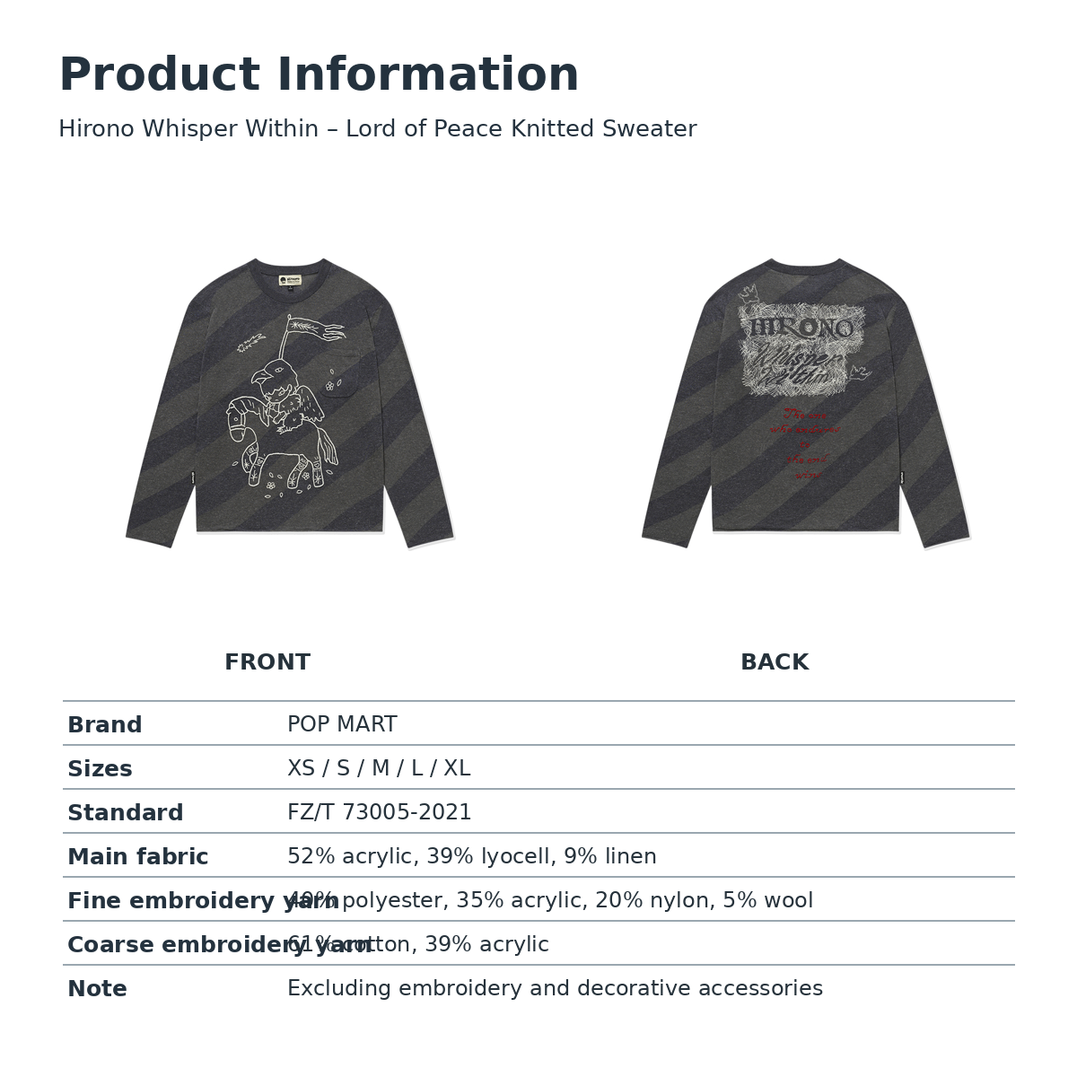 Hirono sweater verified English fabric composition