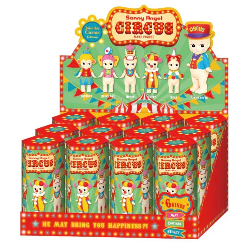 Display of Sunny Angel Circus toy figures with colorful packaging.