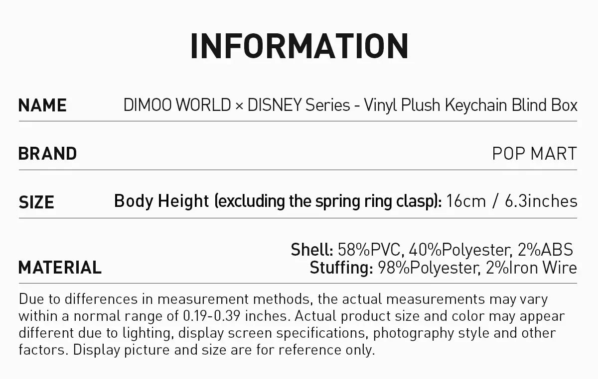 DIMOO WORLD  x DISNEY Series-Vinyl Plush Key Chain Blind Box