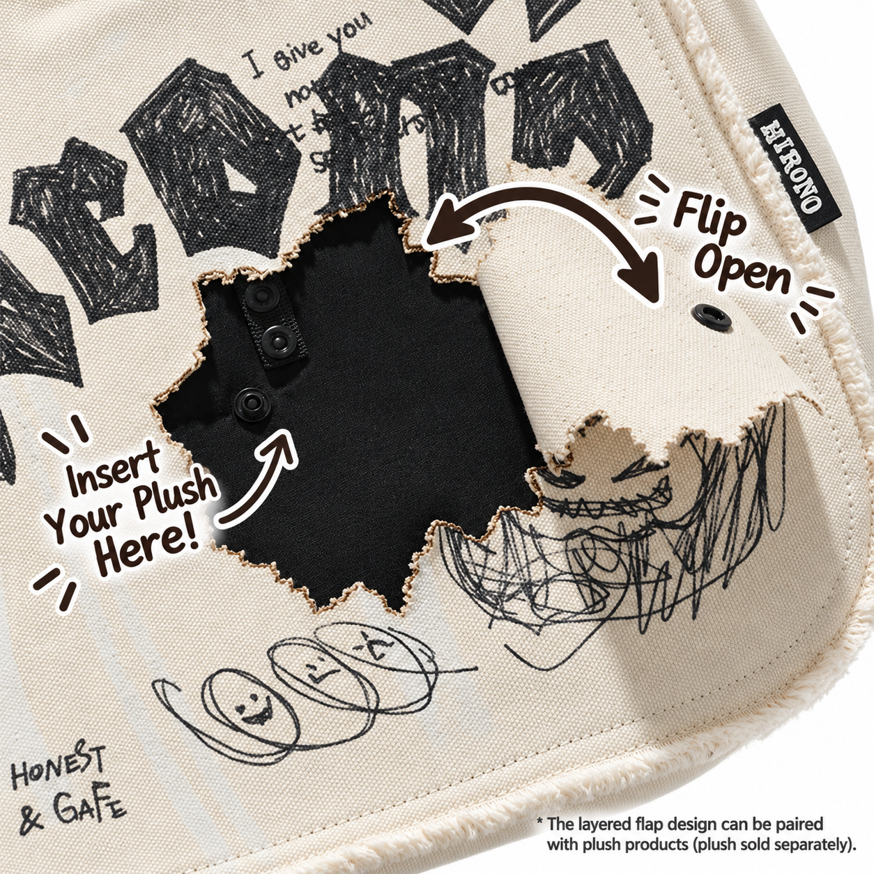 HIRONO After Dark Graffiti Canvas Crossbody Bag
