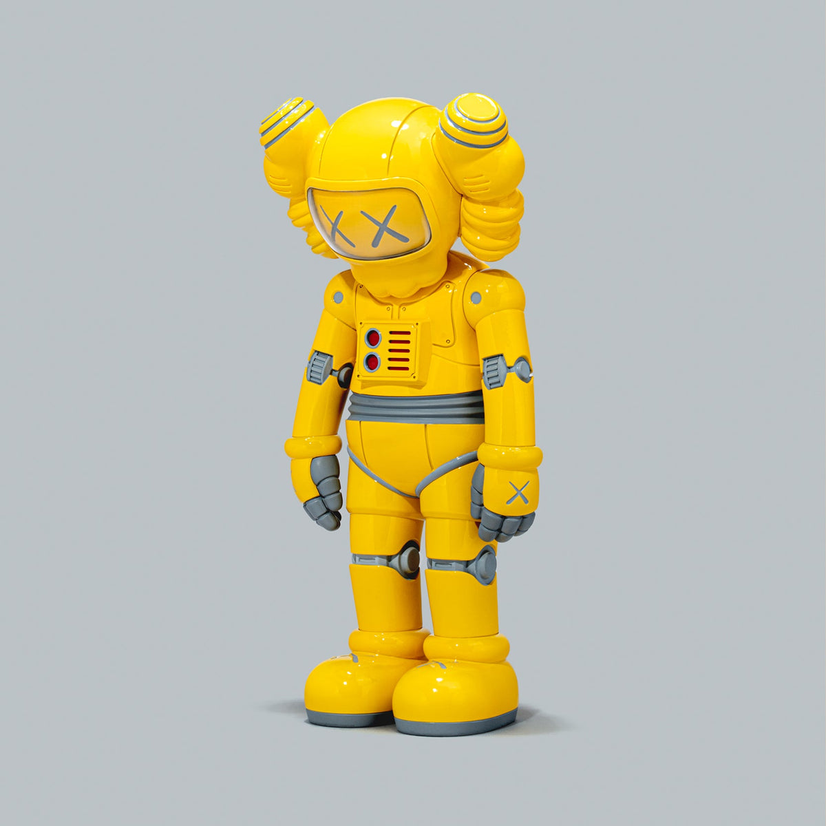 KAWS:HOLIDAY HANGZHOU COMPANION vinyl figure in yellow, three-quarter view