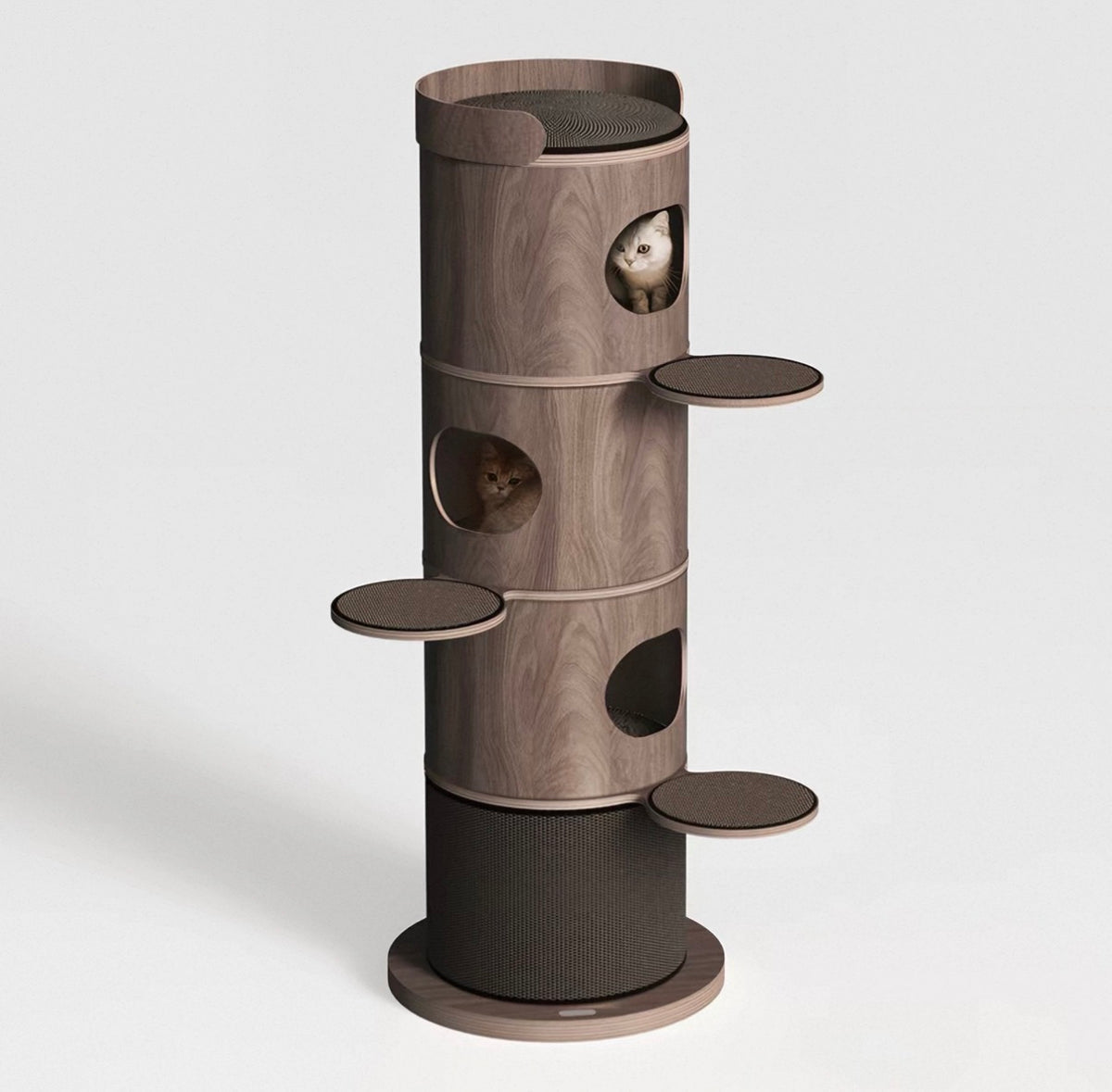 Lemomoo Canopy Den full wooden cat tree with cats