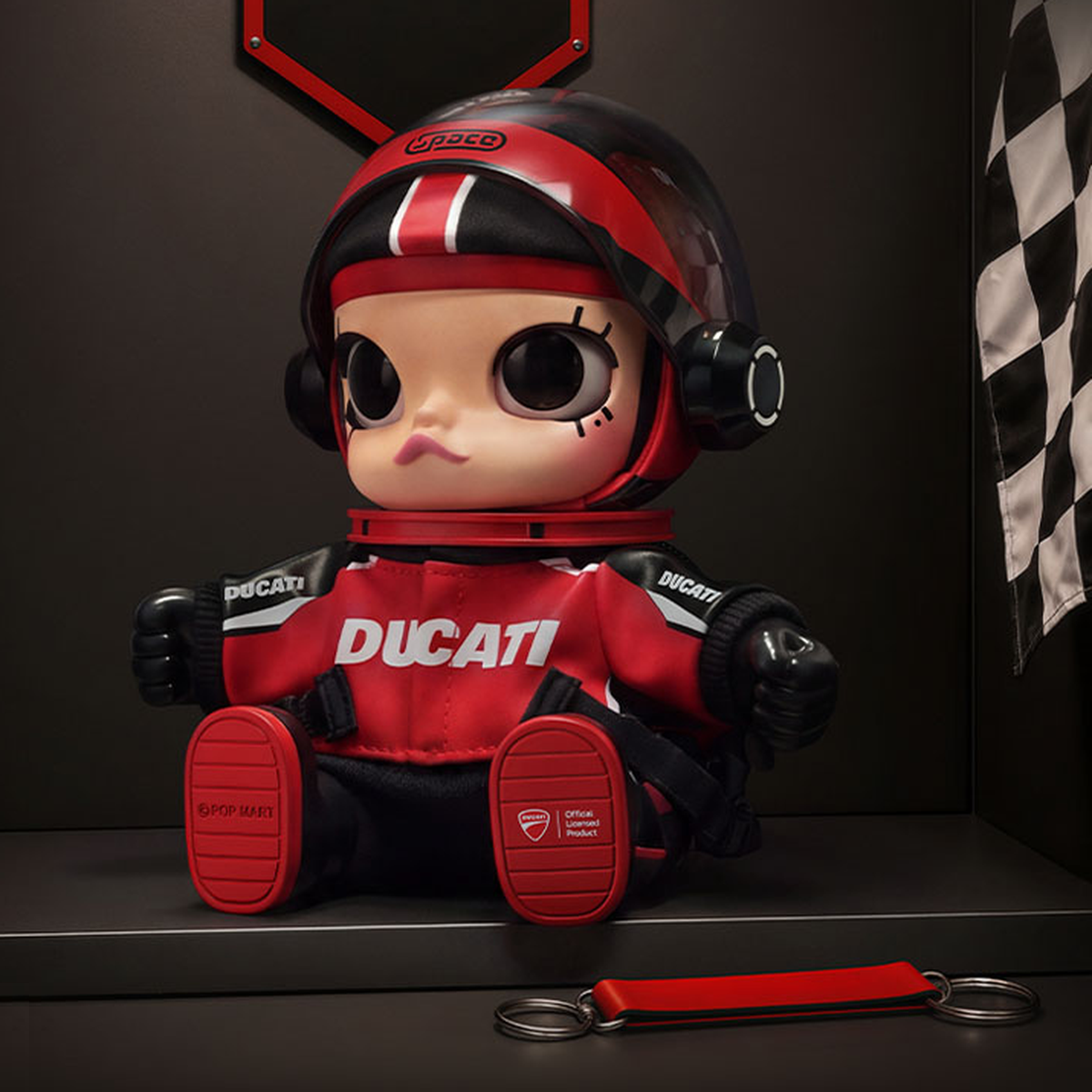 POP MART MEGA SPACE MOLLY × DUCATI Serie Vinyl Plush Pendant