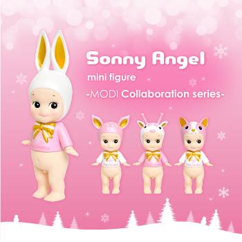 Sonny Angel x MODI 2015 Korea-exclusive collaboration official promotional image featuring pink and white mini figures