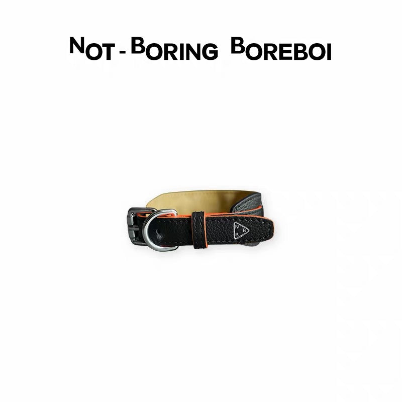 Not-Boring Boreboi Pet Knight black collar on white background