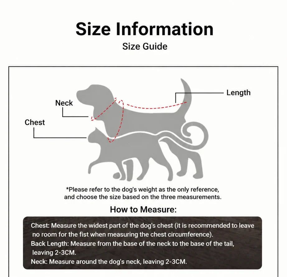 Not-Boring Boreboi Pet Knight dog harness measurement guide