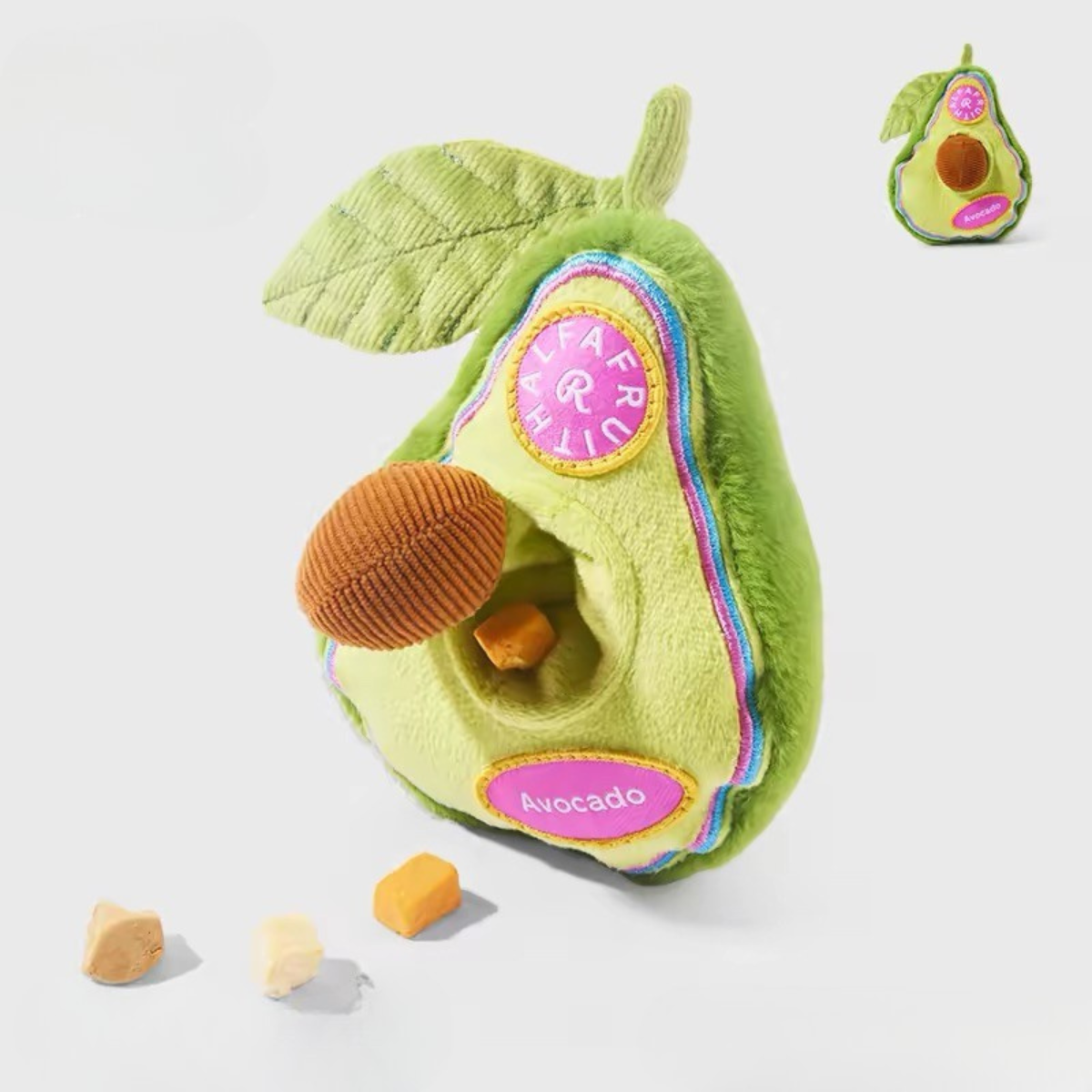 plush avocado enrichment toy
