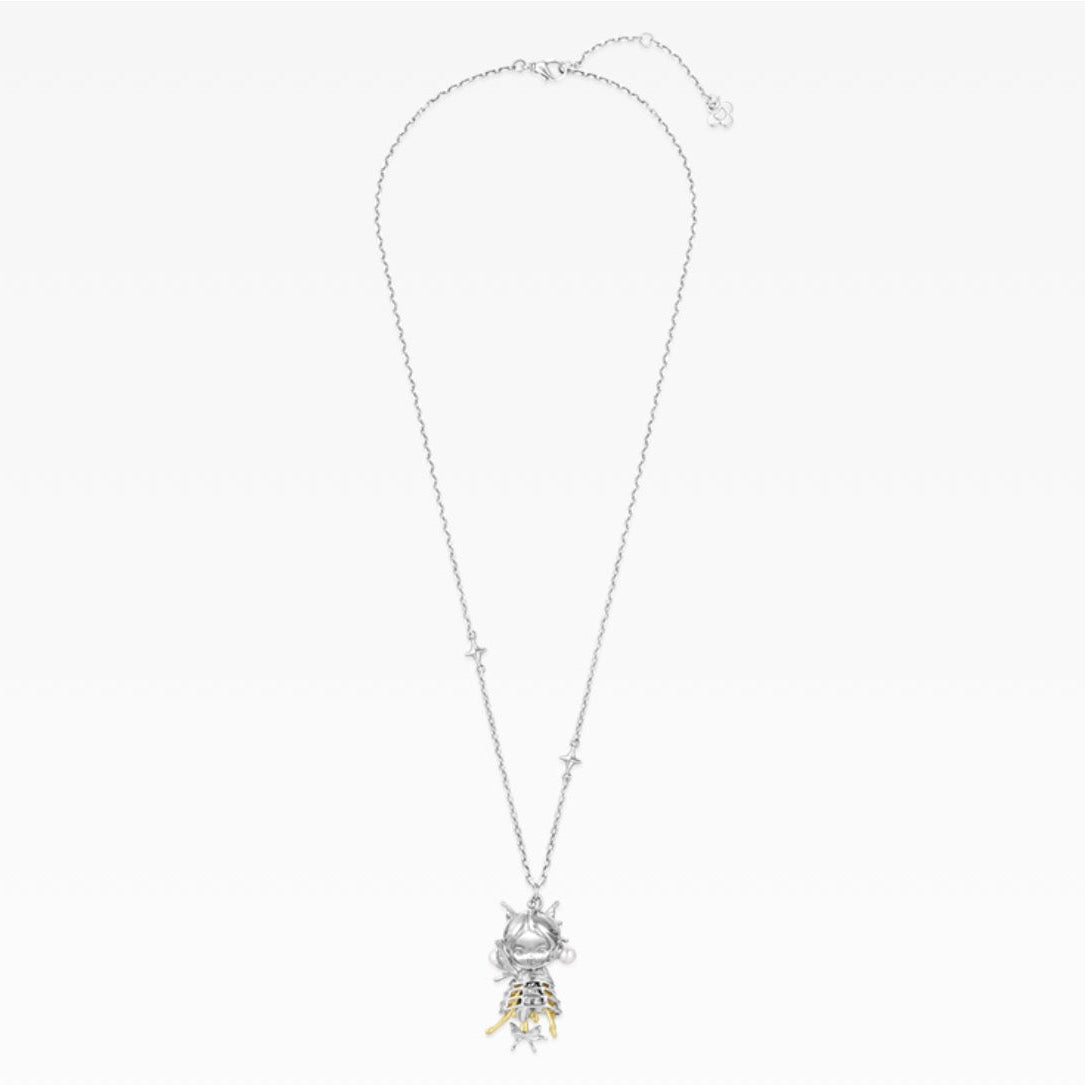 Necklace with a small owl pendant on a white background