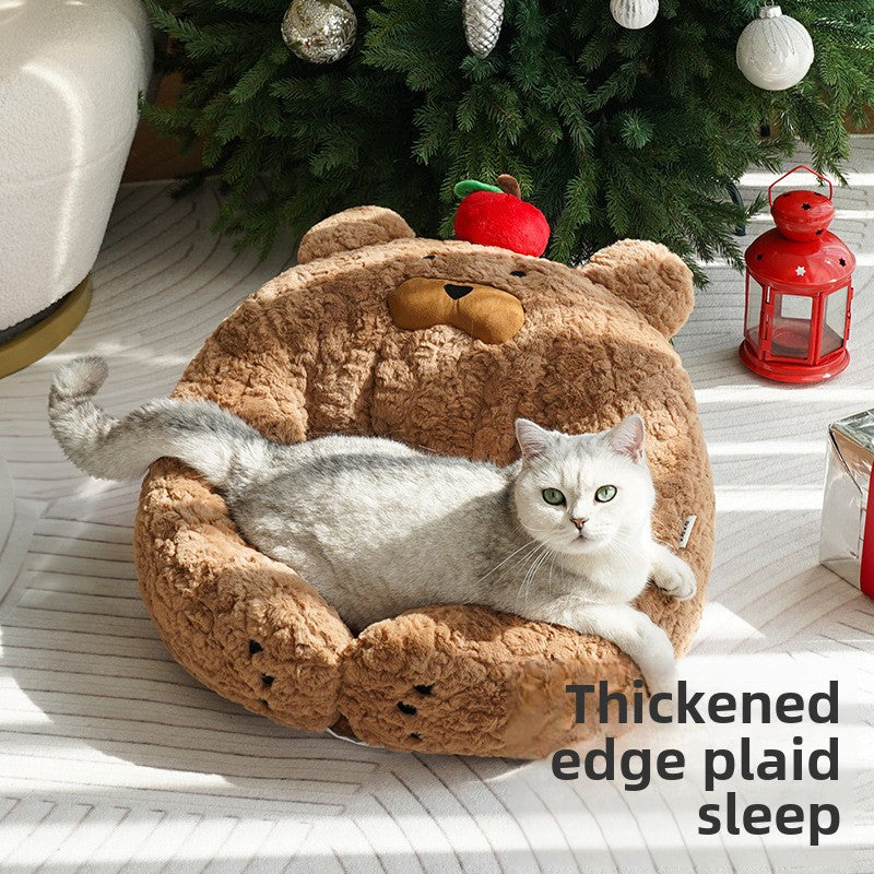 Zeze Cozy Fruit Bear Christmas Cat & Dog Bed