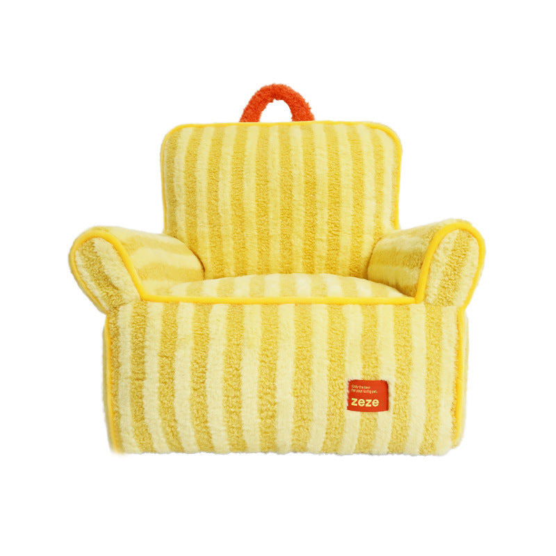 Zeze Pet|Yellow Striped Warm Cat Sofa Bed - ri-son