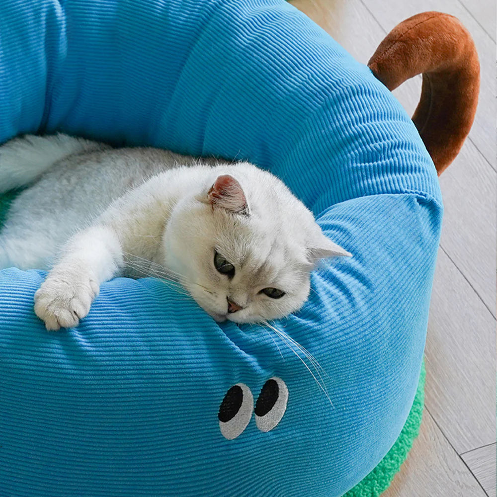 Zeze Pet Blue Tea Cup Bed Round-cat lay down