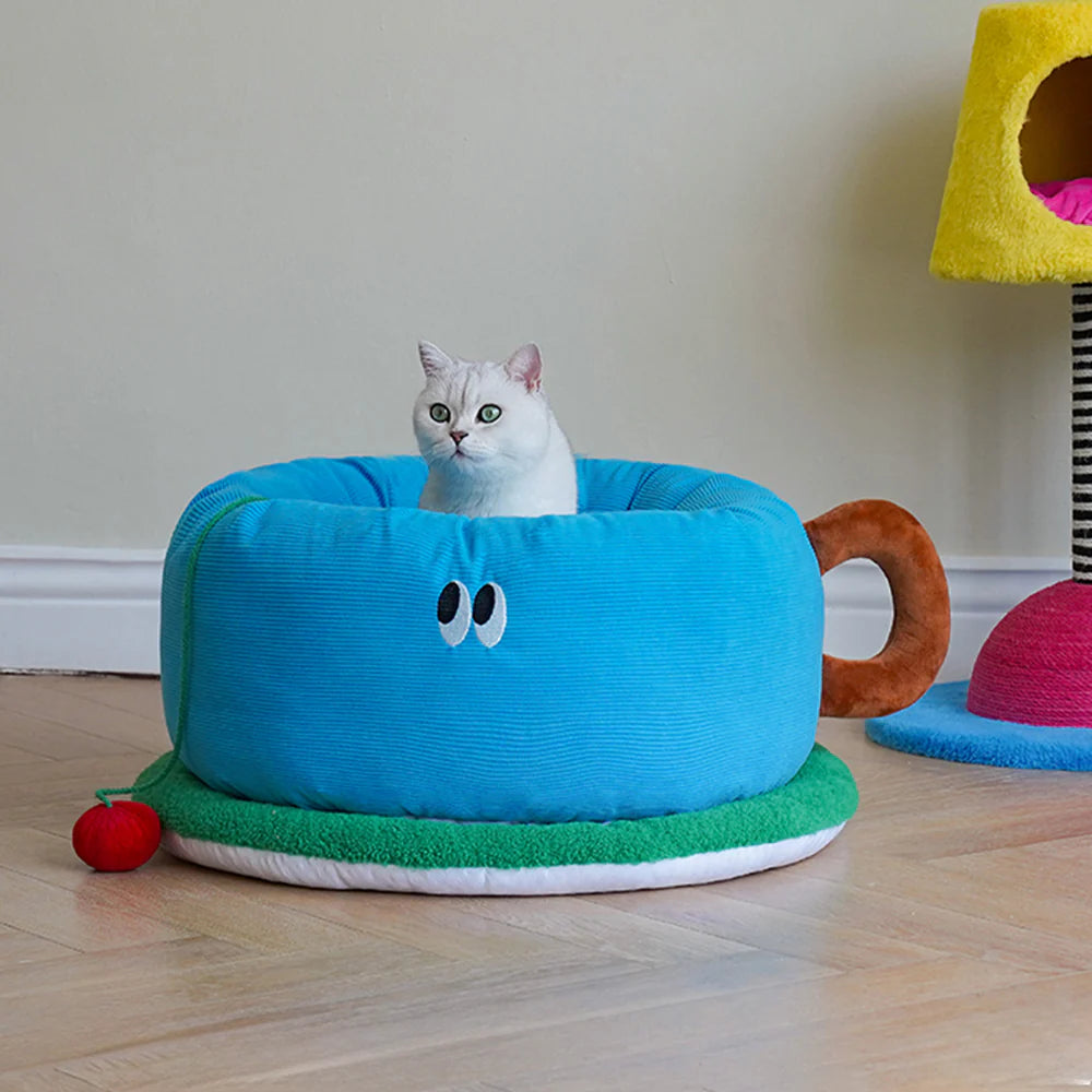 Zeze Pet |Blue Tea Cup Cat&Dog Opened Bed - ri-son